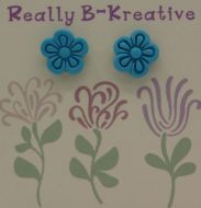 Flower Stud (Daisy 2) Polymer Clay (Medium blue)