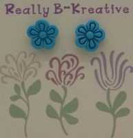 Flower Stud (Daisy 2) Polymer Clay (Medium blue)