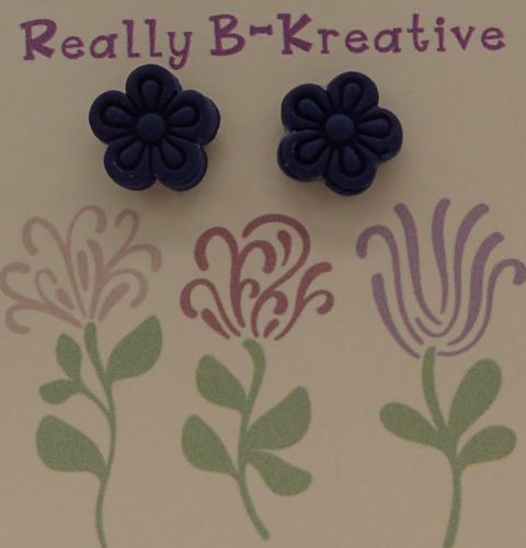 Flower Stud (Daisy 2) - Polymer Clay (navy)