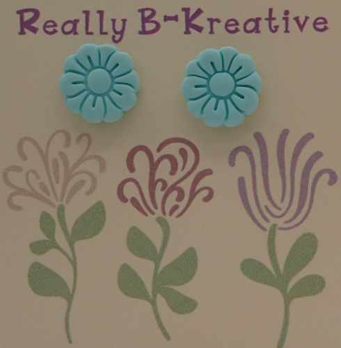 Flower Stud (Daisy 1) Polymer Clay (Light Blue)