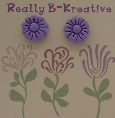 Flower Stud (Daisy 1) Polymer Clay (Purple)