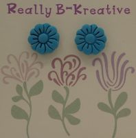 Flower Stud (Daisy 1) Polymer Clay (Med Blue)