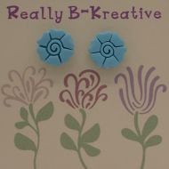 Flower Stud (Wild Rose) Polymer Clay (Light blue)