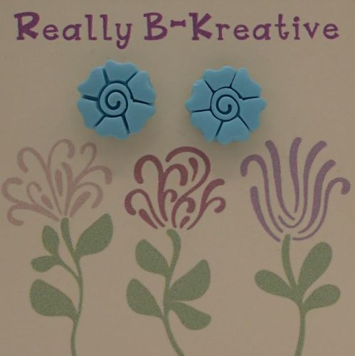 Flower Stud (Wild Rose) Polymer Clay (Light blue)