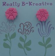 Flower Stud (Wild Rose) Polymer Clay (Pink)