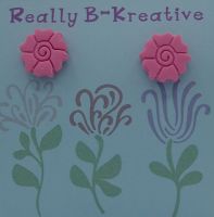 Flower Stud (Wild Rose) Polymer Clay (Pink)