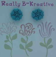 Flower Stud (Wild Rose) Polymer Clay (Teal-blue)