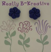 Flower Stud (Hibiscus) Polymer Clay (Dark blue)