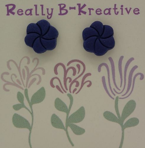 Flower Stud (Hibiscus) Polymer Clay (Dark blue)