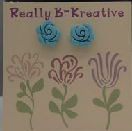 Flower Stud (Rose) Polymer Clay (light blue)