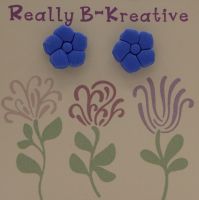 Flower Stud (Clematis) Polymer Clay (med blue)