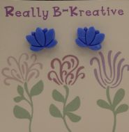 Flower Stud (Lotus) Polymer Clay (Blue)