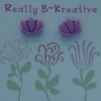 Flower Stud (Lotus) Polymer Clay (Purple)