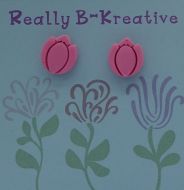 Flower Stud (Tulip) Polymer Clay (pink)