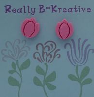 Flower Stud (Tulip) Polymer Clay (pink)