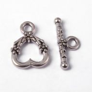 Antique Silver Clasps - Heart