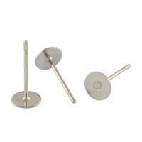 304 Stainless Steel Flat Round Blank Peg Stud Earring Findings
