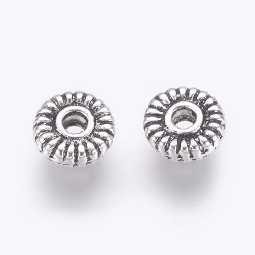 Spacer Beads - Flat Round - Antique Silver