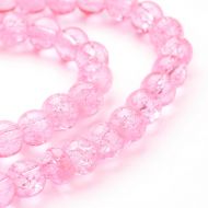8mm Crackle Glass Bead - hot pink