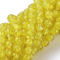 6mm Crackle Glass Bead - yellow