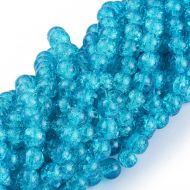 8mm Crackle Glass Bead - Dark Turquoise