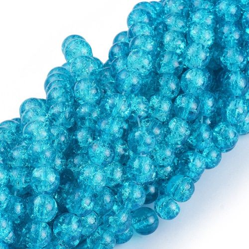 8mm Crackle Glass Bead - Dark Turquoise