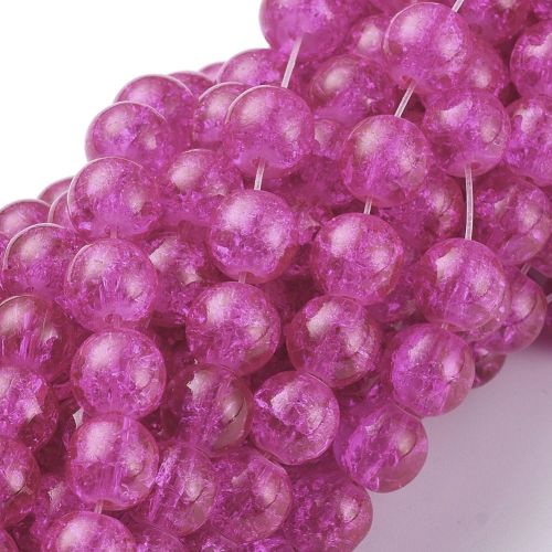 8mm Crackle Glass Bead - Fushsia