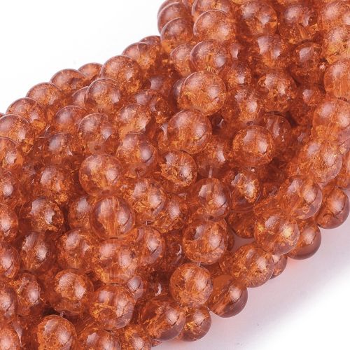 8mm Crackle Glass Bead - Dark Orange