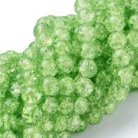 8mm Crackle Glass Bead - Pale Green