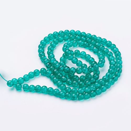 8mm Crackle Glass Bead - Medium Sea Green