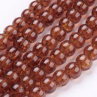6mm Crackle Glass Bead - Saddle Brown