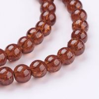 8mm Crackle Glass Bead - Saddle Brown