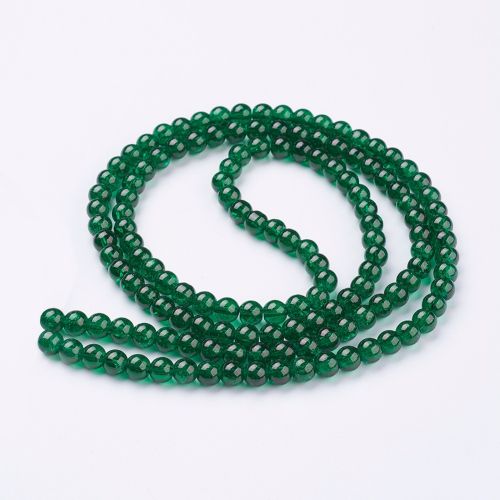 8mm Crackle Glass Bead - Dark Green