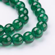 6mm Crackle Glass Bead - Dark Green