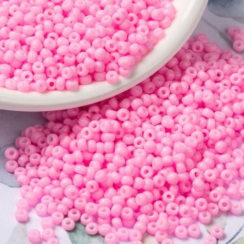 MIYUKI Round Rocailles Beads - 8/0 - Dyed Opaque Cotton Candy Pink
