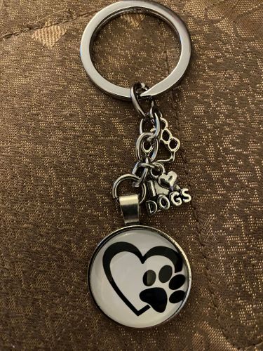 Keychain - Dog Lover Glass Cabochon - Style O