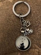 Keychain - Cat Lover Glass Cabochon - Style K