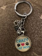 Keychain - Cat Lover Glass Cabochon - Style M
