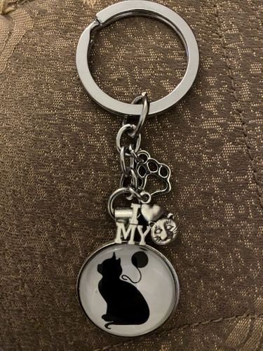 Keychain - Cat Lover Glass Cabochon - Style N