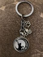 Keychain - Cat Lover Glass Cabochon - Style O