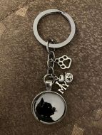 Keychain - Cat Lover Glass Cabochon - Style P