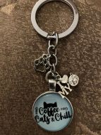 Keychain - Cat Lover Glass Cabochon - Style Q