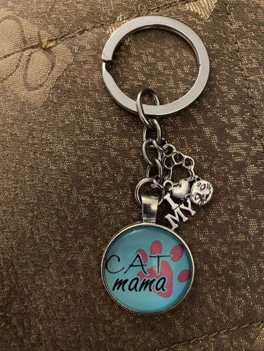 Keychain - Cat Lover Glass Cabochon - Style U