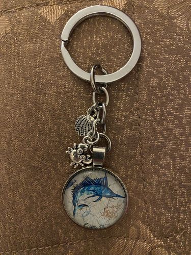 Keychain - Vintage Sea Glass Cabochon